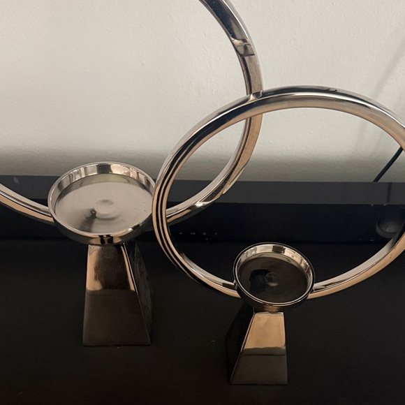 Silver Circular Candle Holders - Picture 2 of 2